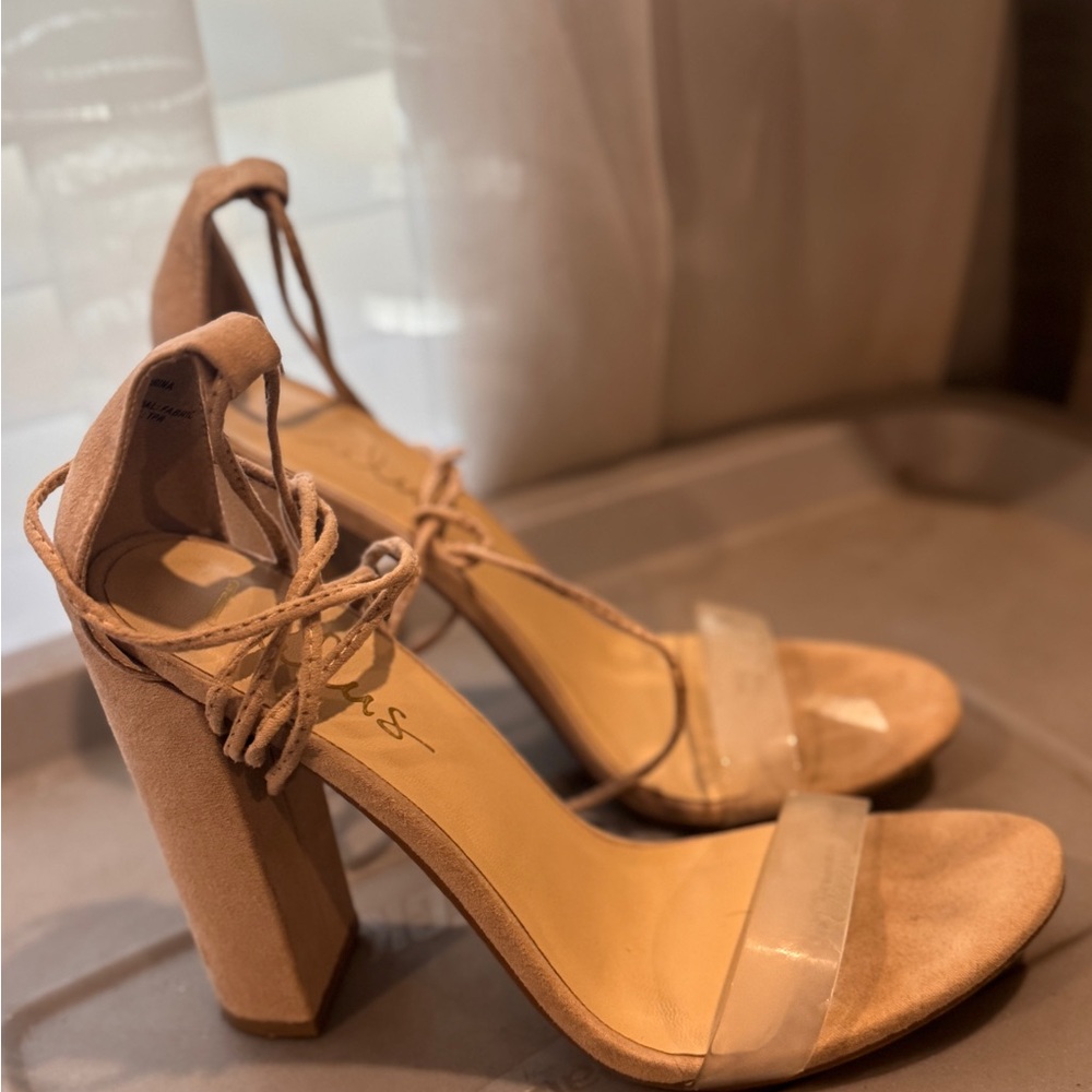 Lulu's Tan Block Heel Sandals
